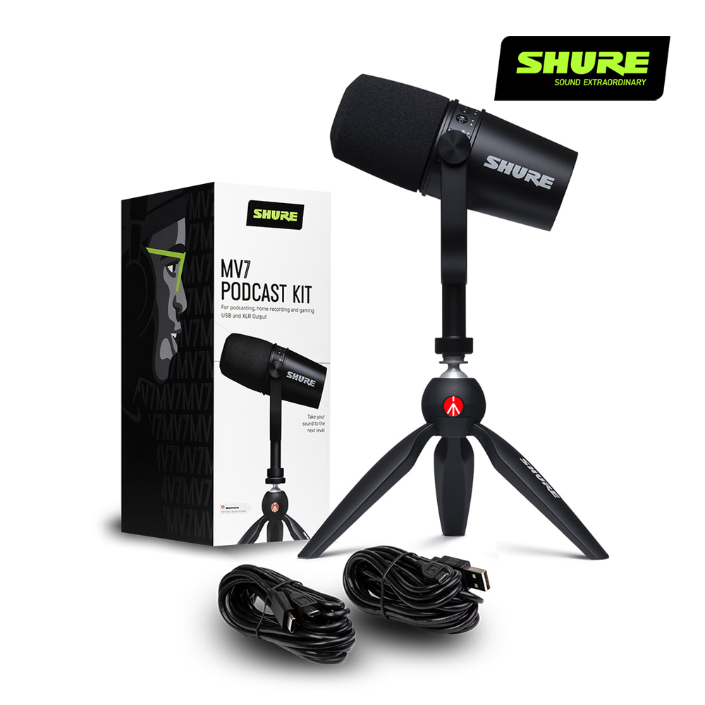 SHURE MV7 Podcast Kit / 슈어 팟캐스트 XLR, USB 하이브리드 듀얼 마이크 키트